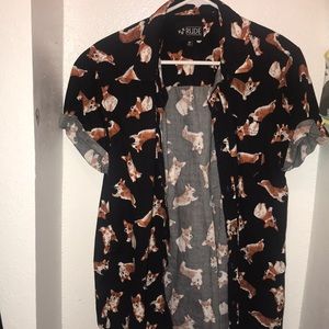 NEW! XXX RUDE Corgi Button-Down Shirt